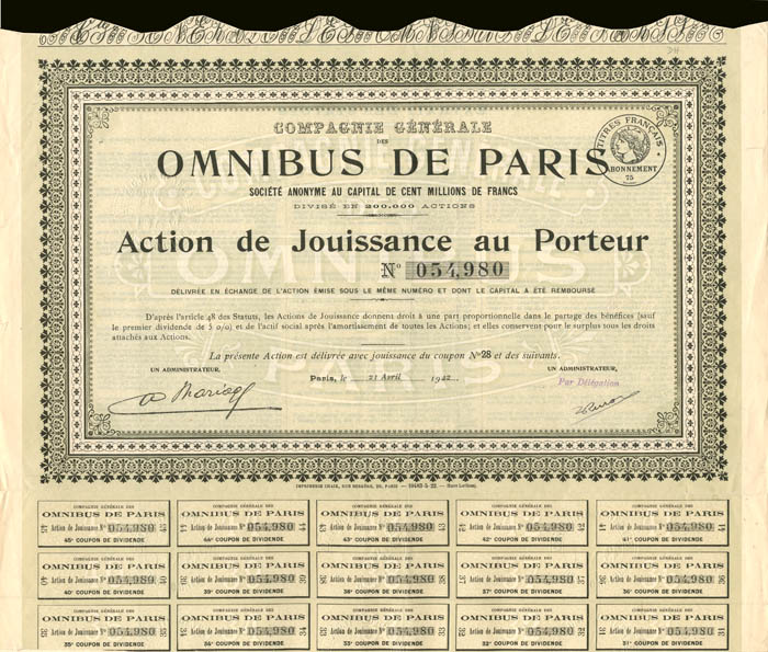 Compagnie Generale Des Omnibus De Paris